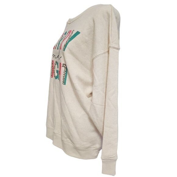 Christmas Merry and Bright Long Sleeve Eco-Friendly Pullover Sweatshirt - Picture 6 of 12